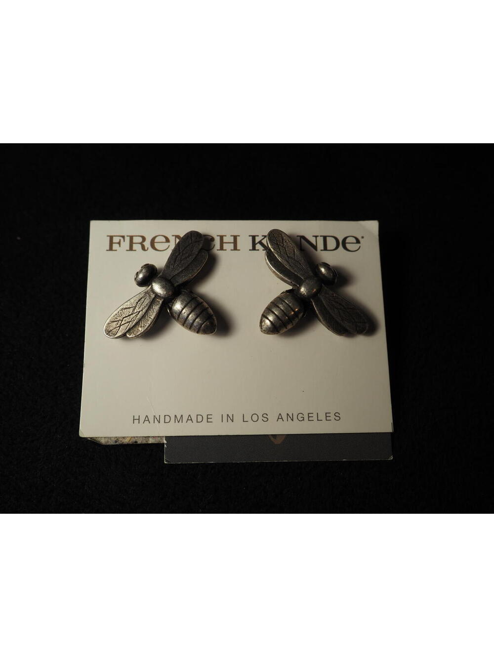 French Konde Handmade Los Angeles Antique Silver Bee Earrings